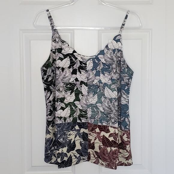 Skies Are Blue Tank Top Multi-Colored Botanical Print Scalloped Neck Size XS - Picture 1 of 9